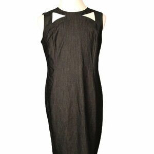 Calvin Klein Sleeveless Sheath Dress Cutout Detail Womens Size 14 Solid Black